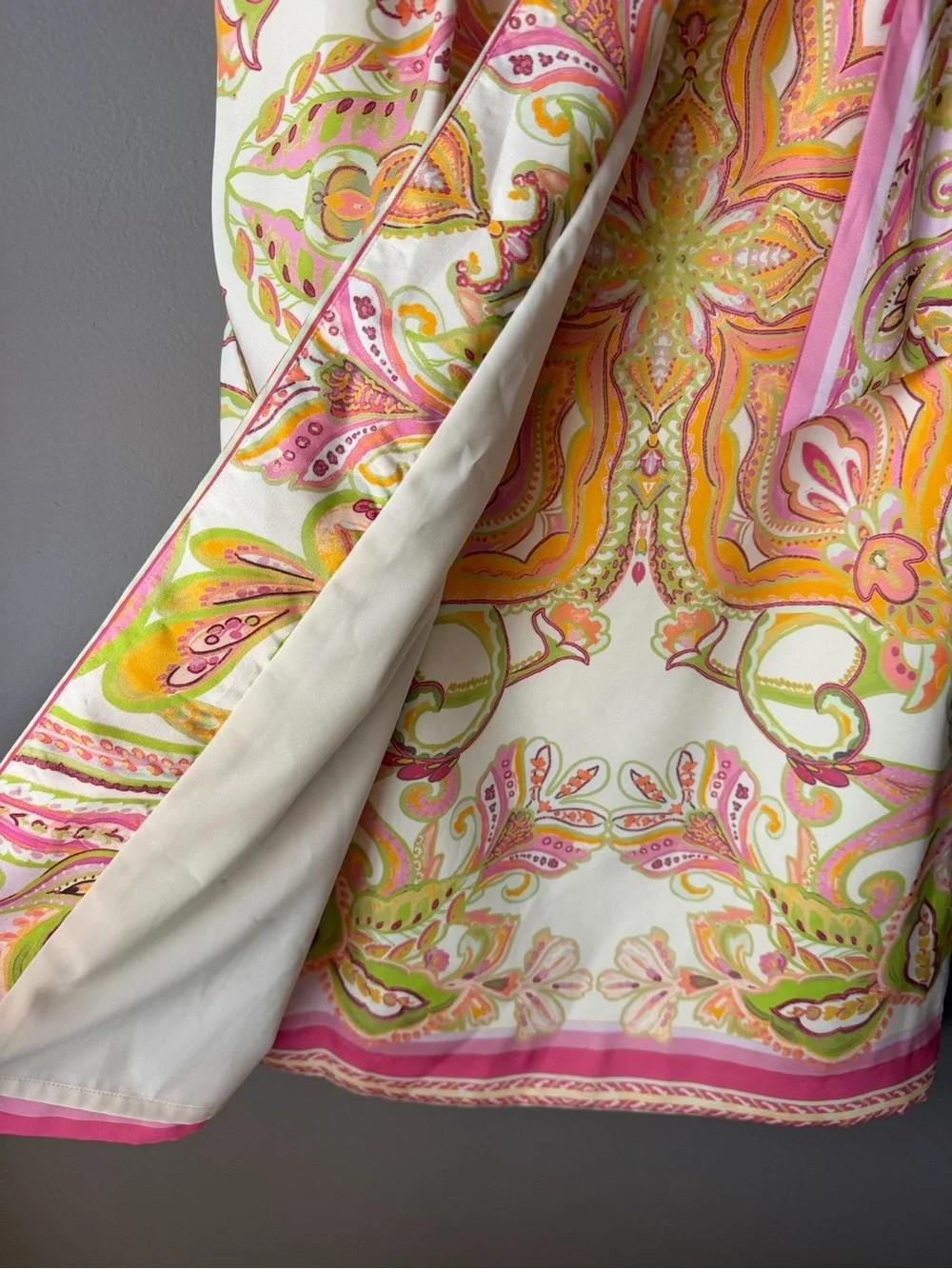 ANTONIO MELANI Pink and Yellow Paisley Scarf Wrap maxi skirt - Picture 4 of 9